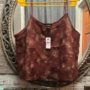 Express lace tank top, maroon size: Large